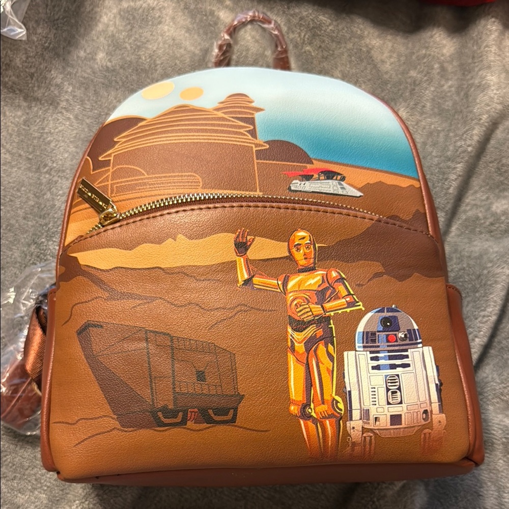 Danielle Nicole Brown Mini Bag with Star Wars C-3PO and R2D2